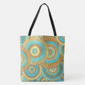 Tote Bag Mandala superposés bleu marron or (Devant)