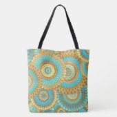 Tote Bag Mandala superposés bleu marron or (Dos)