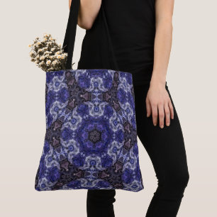 Tote Bag Mandala Tourbillon Indigo Profond avec Motifs Flui