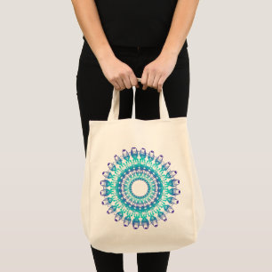 Tote Bag mandala. turquoise ethnique