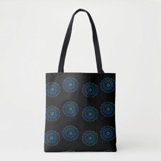 Tote Bag Mandala vert bleu (Devant)