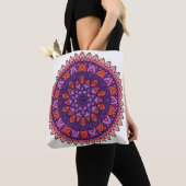 Tote Bag Mandala violet et rose (De près)