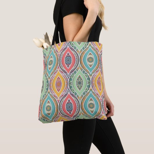 Tote Bag Mandalas de style marocain coloré (De près)