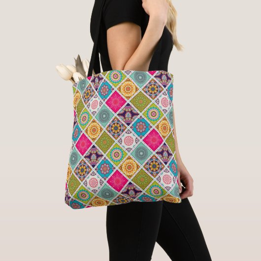 Tote Bag Mandalas de style marocain coloré (De près)