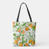 Tote Bag Mandarin Fruit Seamless Tropical Pattern, Colorful (Dos)