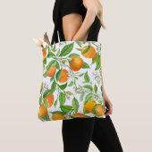 Tote Bag Mandarin Fruit Seamless Tropical Pattern, Colorful (De près)