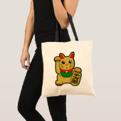 Tote Bag Maneki Neko : Chat à chance doré (Devant (produit))