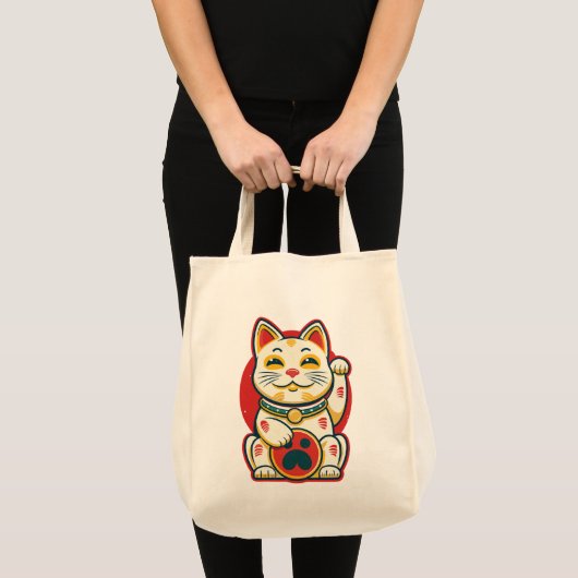 Tote Bag Maneki Neko - Chat chanceux (Devant (produit))