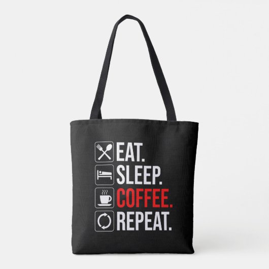 Tote Bag Manger. Dormir. Café. Recommencer (Dos)