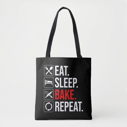 Tote Bag Manger. Dormir. Du pain. Recommencer (Devant)