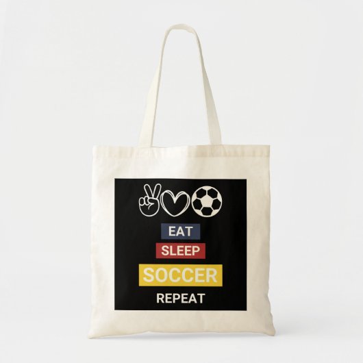 Tote Bag Manger, Dormir, Football, Répéter (Devant)
