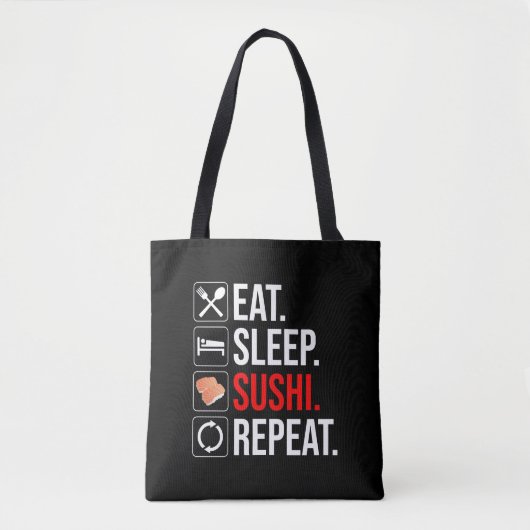 Tote Bag Manger. Dormir. Sushi. Répéter (Devant)