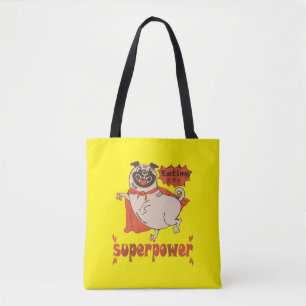 Tote Bag Manger est mon super-puissance rouge carlin style 