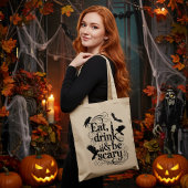 Tote Bag Mangez Boire et soyez effrayant Halloween Crow et