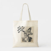 Tote Bag Mangez, buvez et soyez effrayant Squelette (Dos)