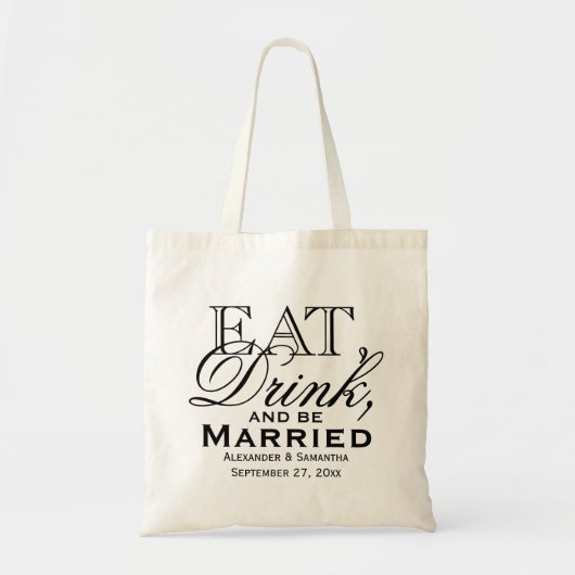 Tote Bag Mangez, buvez et soyez marié Mariage personnalisé (Devant)