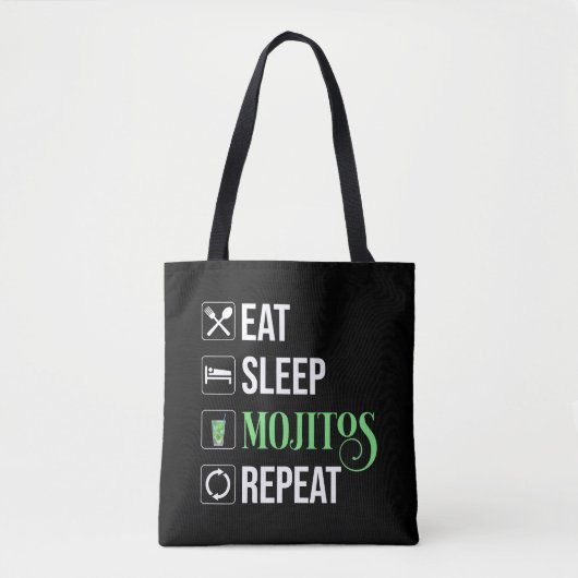 Tote Bag Mangez des mojitos du sommeil Répéter (Devant)