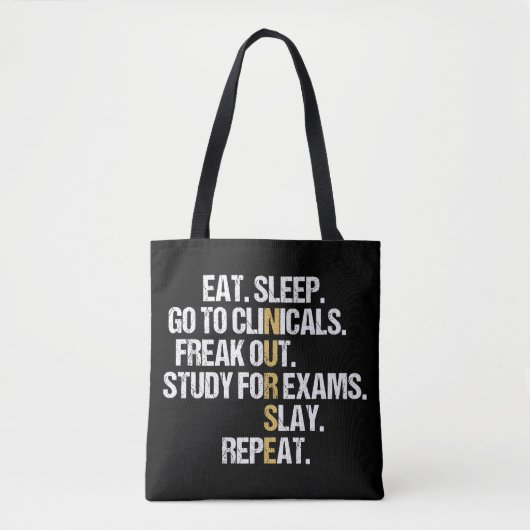 Tote Bag Mangez le sommeil Aller aux cliniques Funny Nurse (Devant)