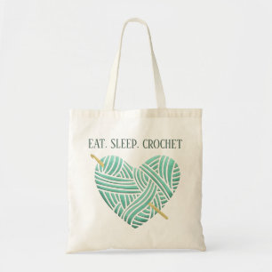 Tote Bag Mangez le sommeil et le coeur crochet