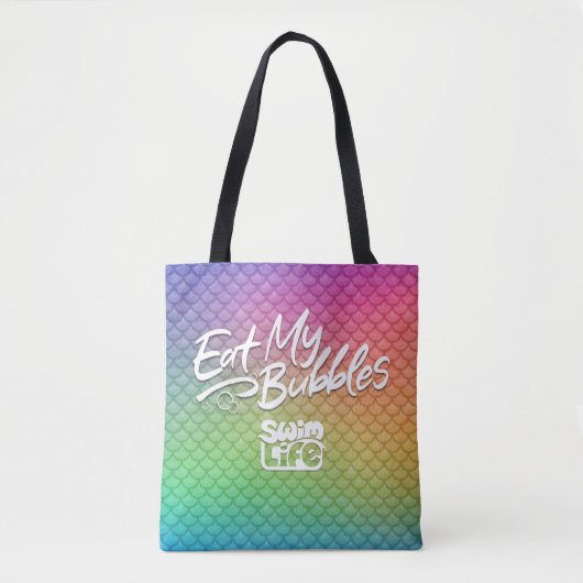 Tote Bag "Mangez mes bulles" Rainbow écailles natation (Devant)