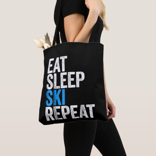 Tote Bag Mangez Sleep Ski Répétez Le Cadeau De Ski (De près)