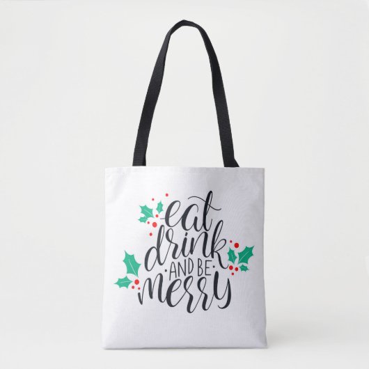 Tote Bag Mangez un verre et soyez joyeux Design (Devant)
