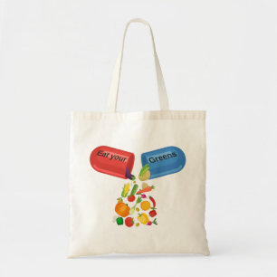 Tote Bag Mangez vos verts Veggie Pill Nutrition Alimentatio