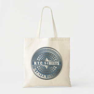 Tote Bag Manhole Staten Island Blue