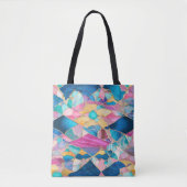 Tote Bag "Manilva" Sable rose Bleu Vagues fracturées (Devant)
