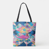Tote Bag "Manilva" Sable rose Bleu Vagues fracturées (Dos)
