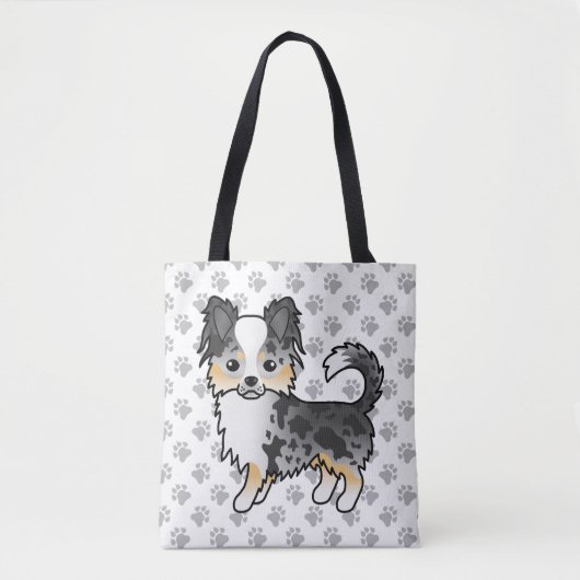 Tote Bag Manteau long bleu Merle Chihuahua Cartoon Chig & P (Devant)