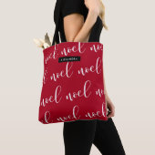 Tote Bag Manuscrit rouge de Noël de Noel | avec votre nom (De près)
