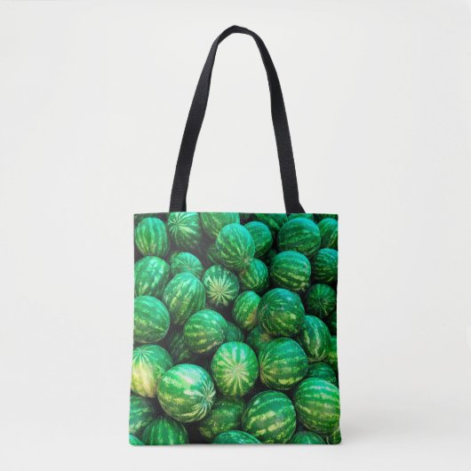 Tote Bag Many watermelons on the market background (Devant)