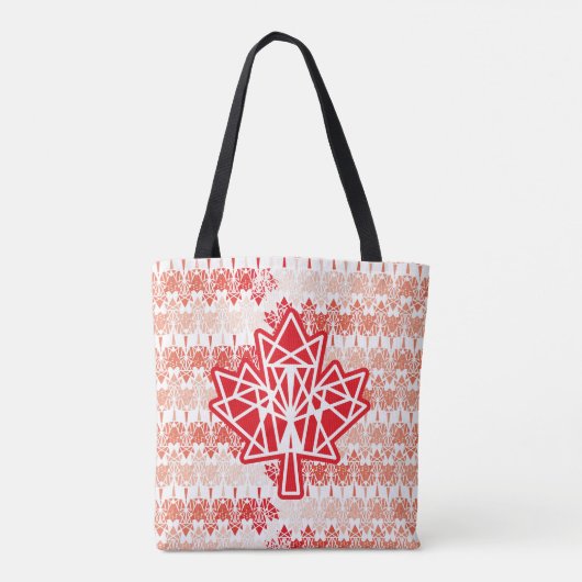 TOTE BAG MAPLE MADE WITH TRIANGLES CANADA FLAG BY MASANSER (Dos)