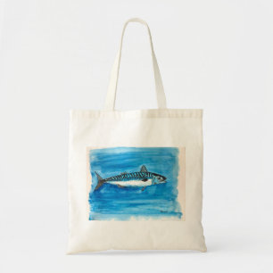 Tote Bag Maquereau poisson aquarelle peinture