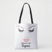 Tote Bag Maquillage or rose visage sourcils lèvres glam bea (Devant)