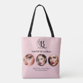 Tote Bag Maquillage photo Logo Script Rose Pâle (Dos)