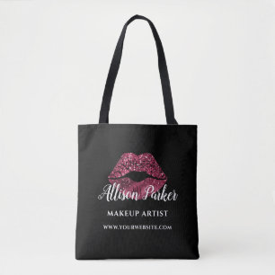 Tote Bag Maquilleuse Rouge Paillettes Baiser Lèvres Entrepr