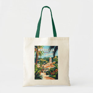 Tote Bag Marbella Espagne Illustration Voyage Art Vintage