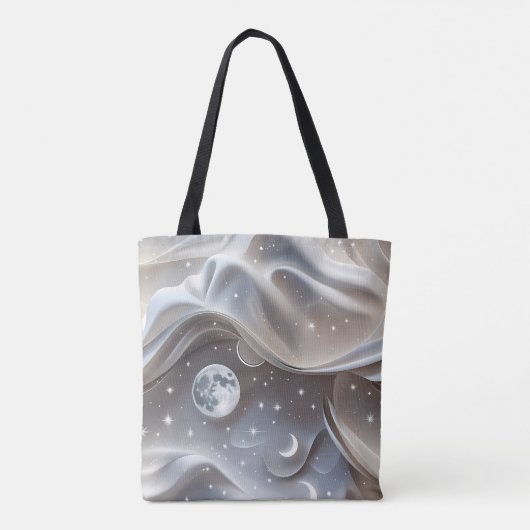 Tote Bag Marble White Moon Minimal Stone Aesthetic (Dos)