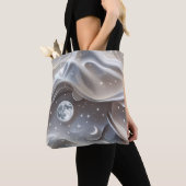 Tote Bag Marble White Moon Minimal Stone Aesthetic (De près)