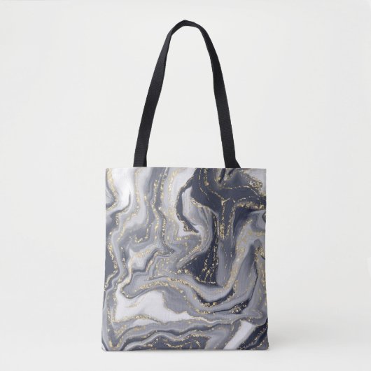 Tote Bag Marbled Gray, White and Gold (Devant)