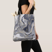 Tote Bag Marbled Gray, White and Gold (De près)