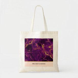 Tote Bag Marbre Abstrait moderne violet et or