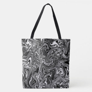 Tote Bag Marbre Abstrait noir et blanc liquide