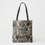Tote Bag Marbre Art déco Noir et or Jazzy Géométrique (Devant)