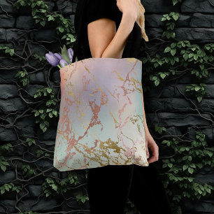 Tote Bag Marbre beige élégant   Mint Sage Green Rose Gold