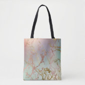 Tote Bag Marbre beige élégant | Mint Sage Green Rose Gold (Devant)