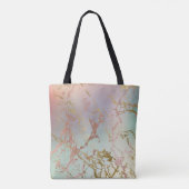 Tote Bag Marbre beige élégant | Mint Sage Green Rose Gold (Dos)