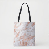 Tote Bag Marbre Blanc Pailleté Or Rose Joli (Devant)